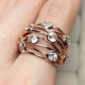 Morganite and rose gold plated sterling silver cocktail ring.